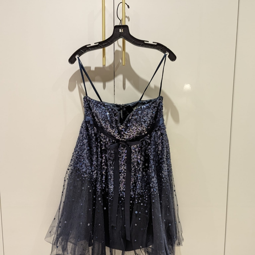 Tulle navy blue strapless babydoll dress